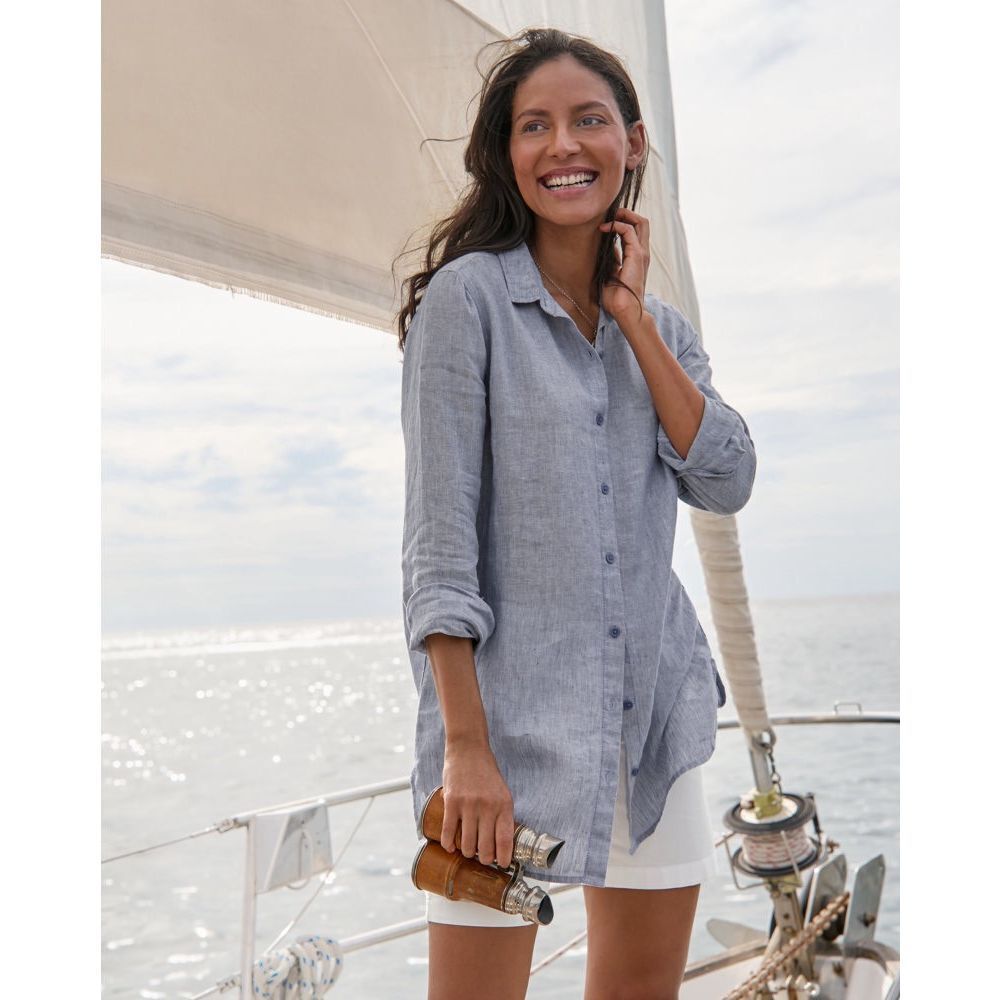 Garnet Hill Sky Blue Button-Down Tunic